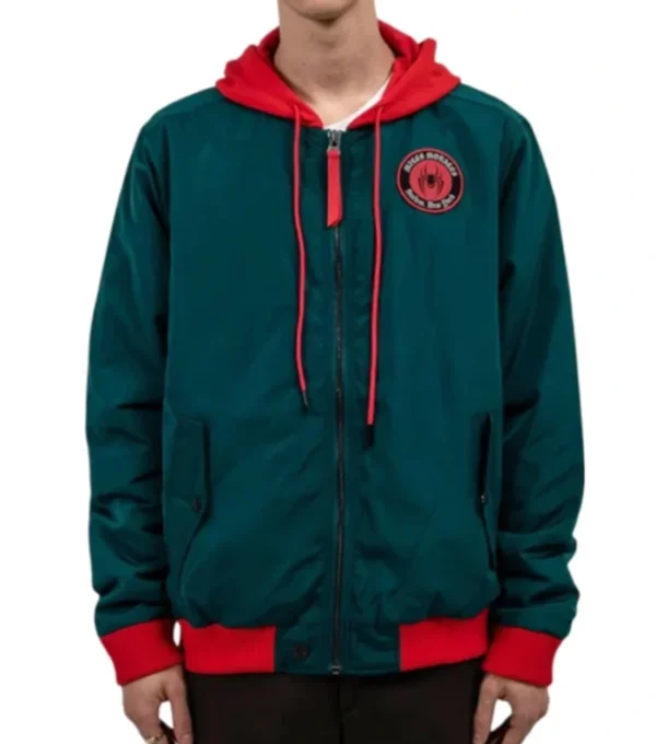 Zephron Green Miles Morales Polyester with Red Hoodie Jacket