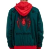 Zephron Green Miles Morales Polyester with Red Hoodie Jacket Back