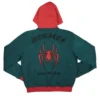Zephron Green Miles Morales Polyester with Red Hoodie Jacket Back Look