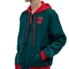 Zephron Green Miles Morales Polyester with Red Hoodie Jacket Side Look