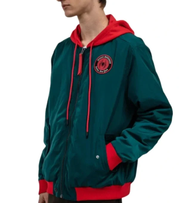 Zephron Green Miles Morales Polyester with Red Hoodie Jacket Side Look