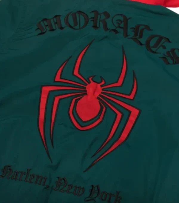 Zephron Green Miles Morales Polyester with Red Hoodie Jackets Closer