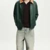 Zyphros Green Bomber with Brown Fur Collar Jacket