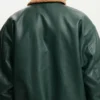 Zyphros Green Bomber with Brown Fur Collar Jacket Back