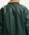Zyphros Green Bomber with Brown Fur Collar Jacket Back