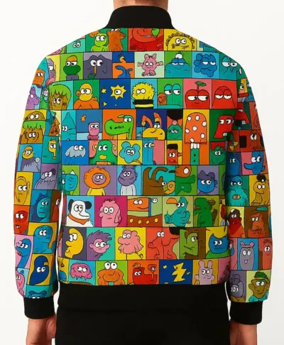Animated Vibes Bomber Jacket Back Look
