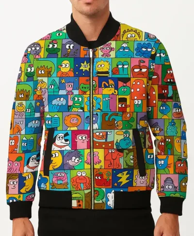 Animated Vibes Bomber Jacket Front