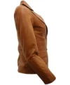 Ava Tan Leather Blazer Side Look