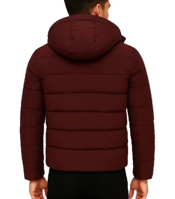 Axel Deep Brown Puffer Jacket Back Look