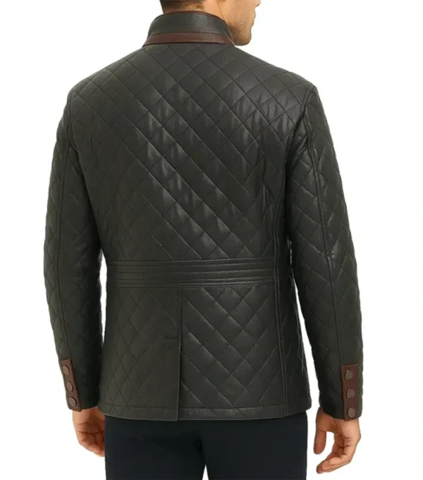 Briggs Mens Quilted Leather Jacket Back Look