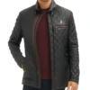 Briggs Mens Quilted Leather Jacket Front Look