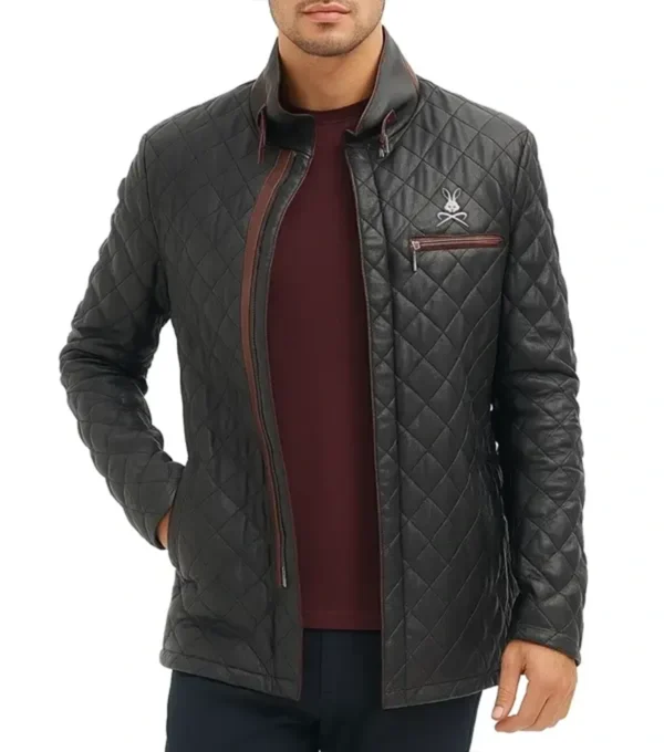 Briggs Mens Quilted Leather Jacket Front Look