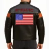 Cafe Racer USA Flag Biker Leather Jacket Back Look