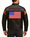 Cafe Racer USA Flag Biker Leather Jacket Back Look