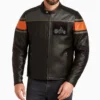 Cafe Racer USA Flag Biker Leather Jacket Front