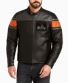 Cafe Racer USA Flag Biker Leather Jacket Front