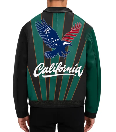 California Leather Bomber Jacket Back Look