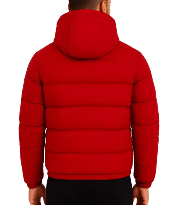 Caspian Red Down Puffer Jacket Back Look