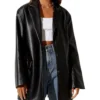 Claire Black Faux Leather Blazer