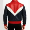 Colorblock Leather Bomber Jacket Back Look