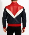 Colorblock Leather Bomber Jacket Back Look