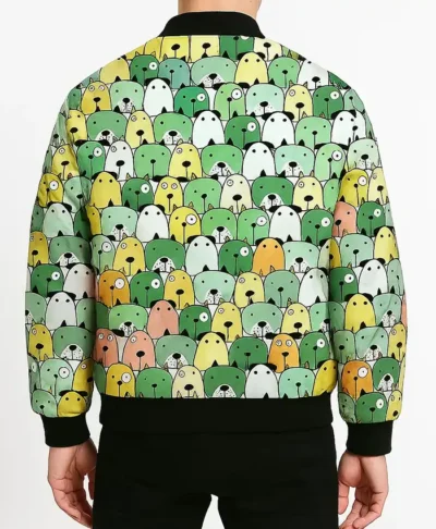 Cute Puppy Party Bomber Jacket Back Look