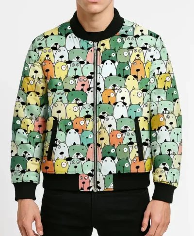 Cute Puppy Party Bomber Jacket Front
