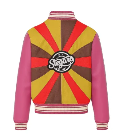 Daisy Retro Colorblock Bomber Jacket Back