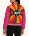 Daisy Retro Colorblock Bomber Jacket Back Look