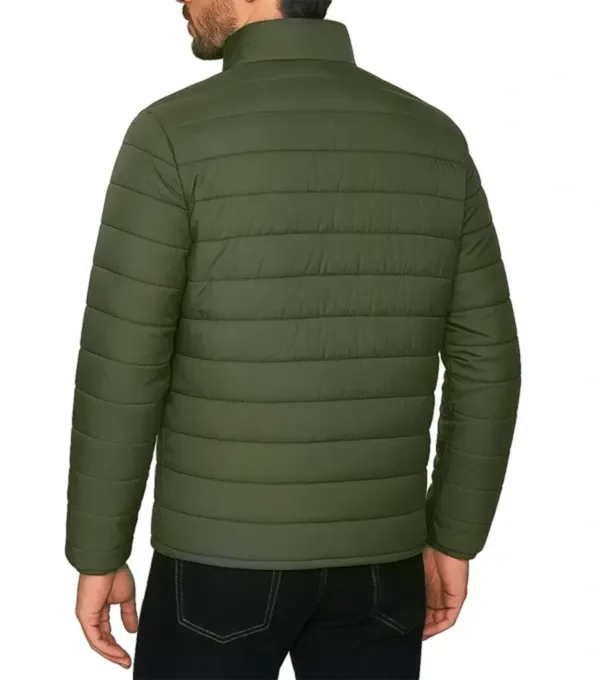 Dex Olive Green Puffer Jacket Back Look