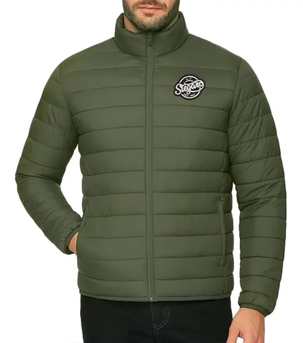 Dex Olive Green Puffer Jacket Look