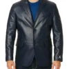 Drevik Navy Blue Leather Blazer
