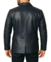 Drevik Navy Blue Leather Blazer Back