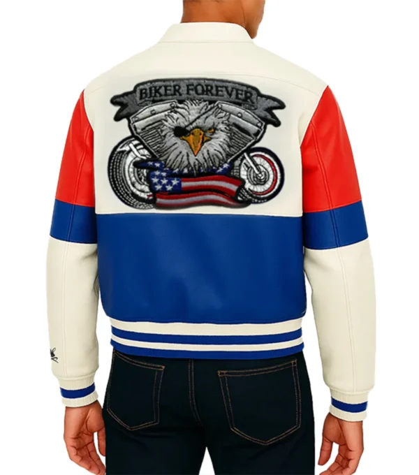 Eagle Ride Bomber Leather Jacket Back Look