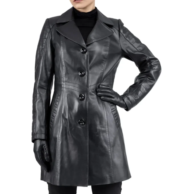 Elena Leather Coats for Women Front