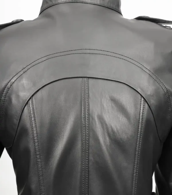Emily Leather Coat for Women Back Look