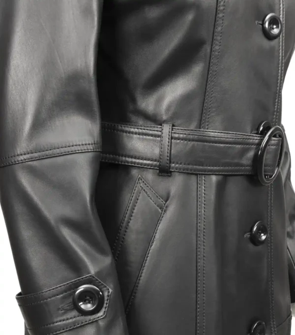 Emily Leather Coat for Women Side Look