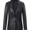 Faith Black Leather Blazer Jacket