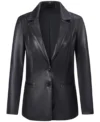 Faith Black Leather Blazer Jacket