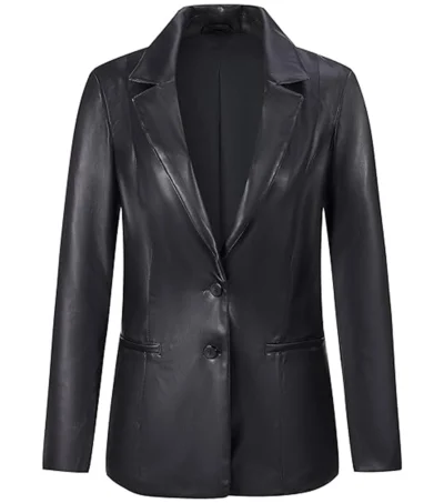 Faith Black Leather Blazer Jacket