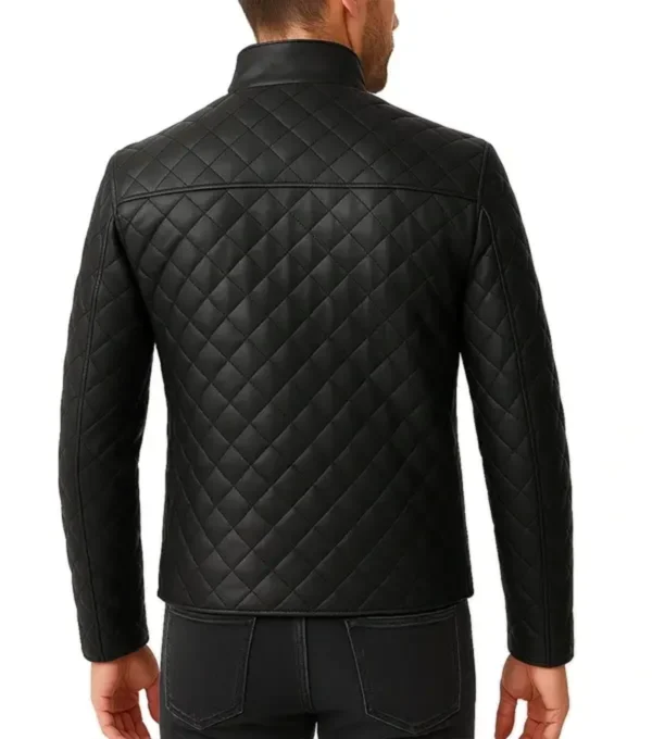 Garrison Quilted Leather Jacket Back Look