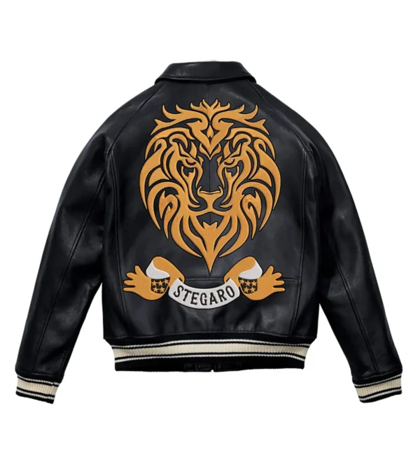 Gold Lion Leather Jacket Back