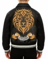 Gold Lion Leather Jacket Back Look