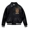 Gold Lion Leather Jacket Front