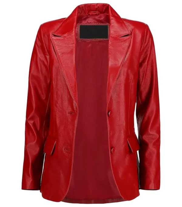 Grace Red Leather Blazer