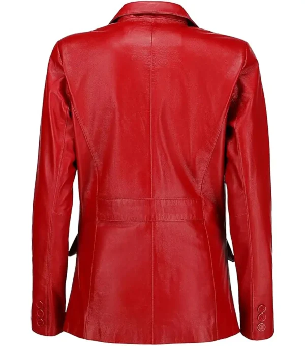 Grace Red Leather Blazer Back