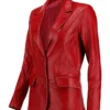 Grace Red Leather Blazer Side Look
