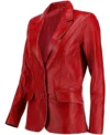 Grace Red Leather Blazer Side Look