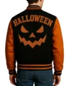 Halloween Pumpkin Varsity Jacket Back Look