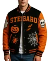 Halloween Pumpkin Varsity Jacket Front Look